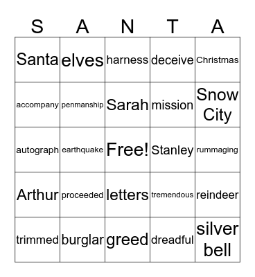 Stanley's Christmas Adventure BINGO Card