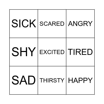 EMOTIONS BINGO Card