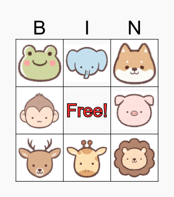 Animals Bingo Card