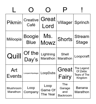 Kira Round 2 [Nintendo Loop] Bingo Card