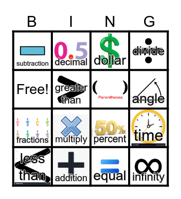 Math Symbols Bingo Card