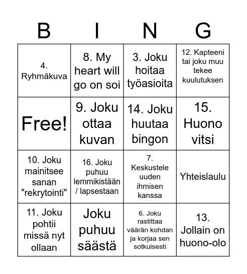 M/S HR BINGO Card