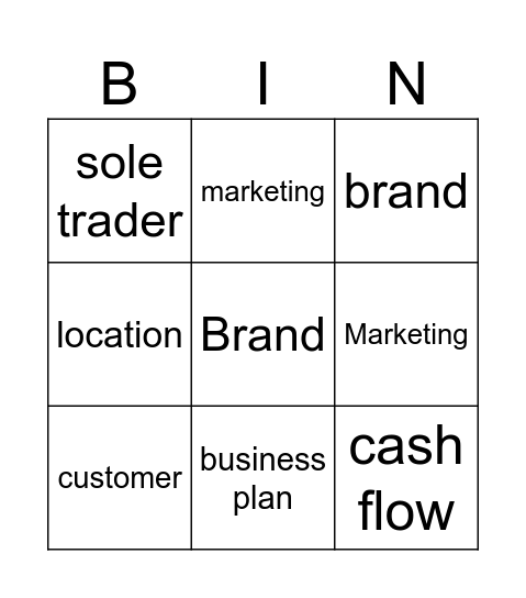 Business Bingo Card