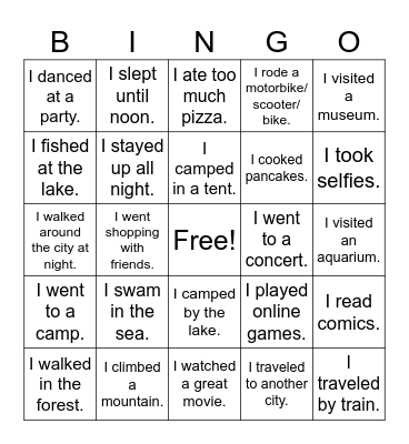 Holiday memories Bingo Card