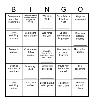 Colleague Bingo Card