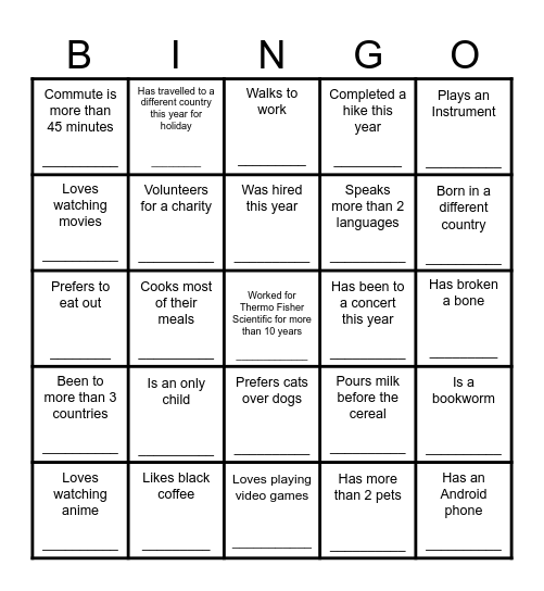 Colleague Bingo Card