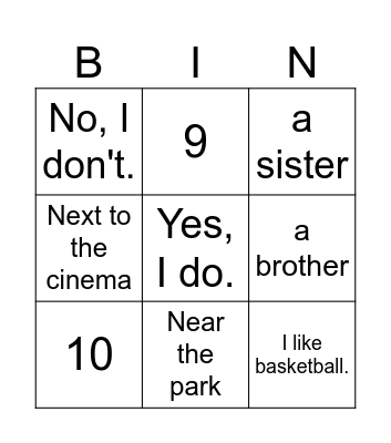 LL 3 unit 0 Bingo Card