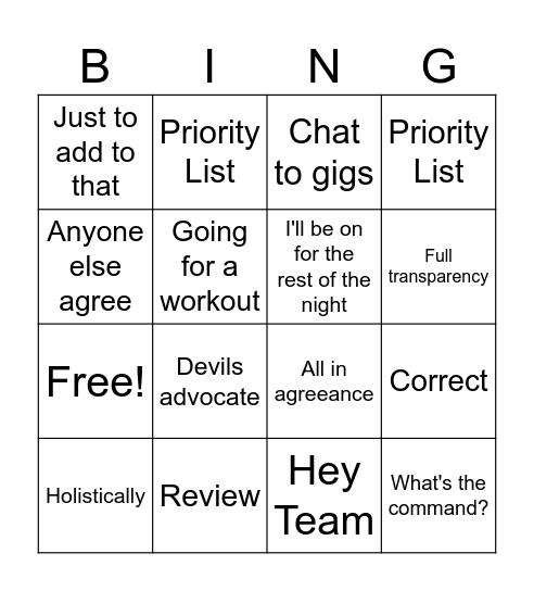 Riz Bingo Card
