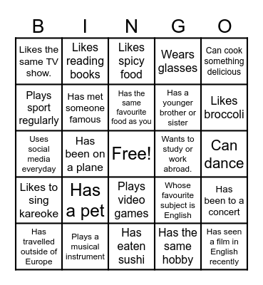 Find someone who..... Bingo Card