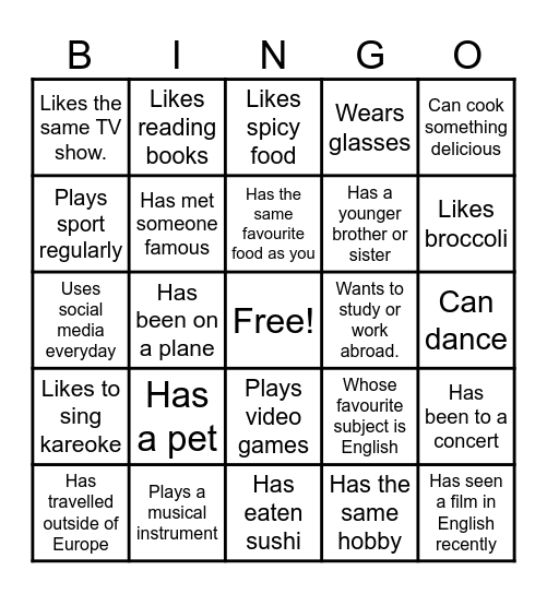 Find someone who..... Bingo Card