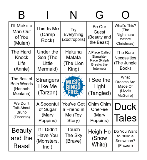 DISNEY Bingo Card
