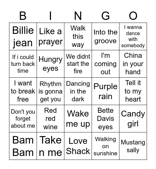80's Bingo Card