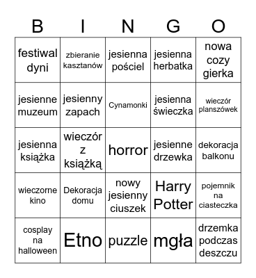 Jesienne bingo 2025 Bingo Card