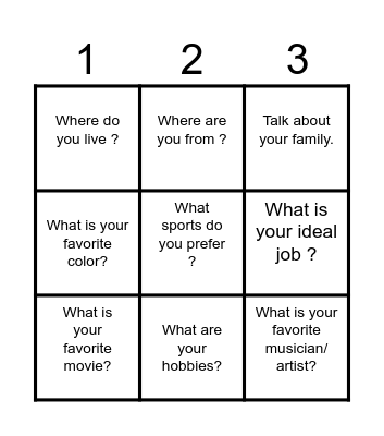 Introduce Yourself Bingo Card