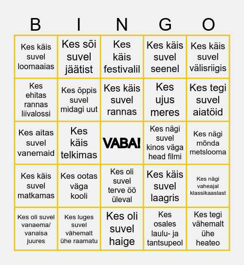 KOOLIALGUSE BINGO Card