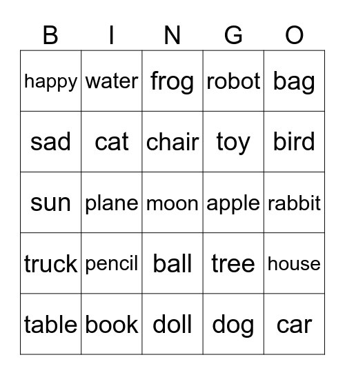 tickles Bingo Card