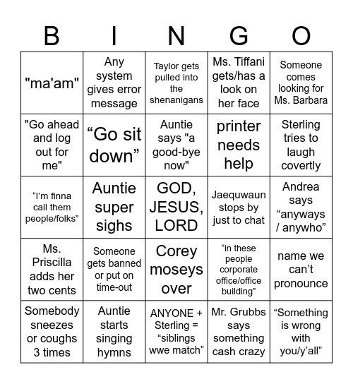 I- REALLY MISS MY... Bingo Card