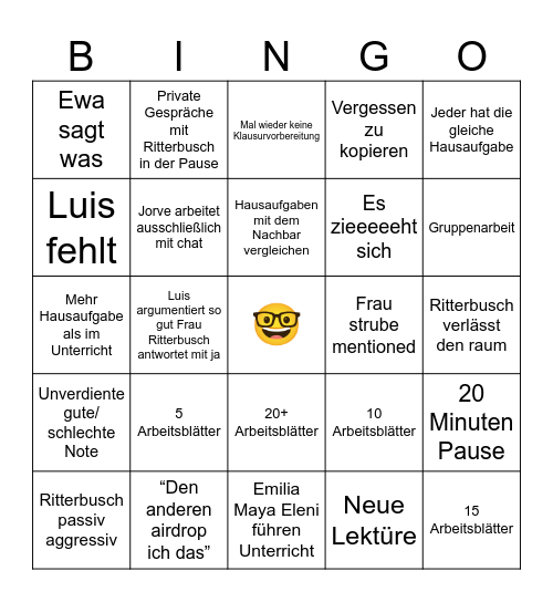 Deutsch LK bingo Card