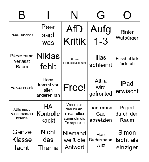 Politik LK Bingo Card