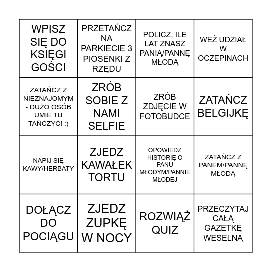 Marta i Hubert 20.09.2025 Bingo Card