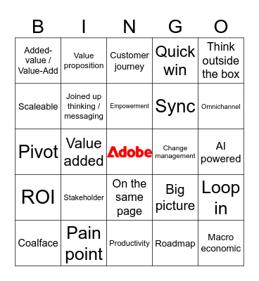 Corporate Jargon Bingo Card