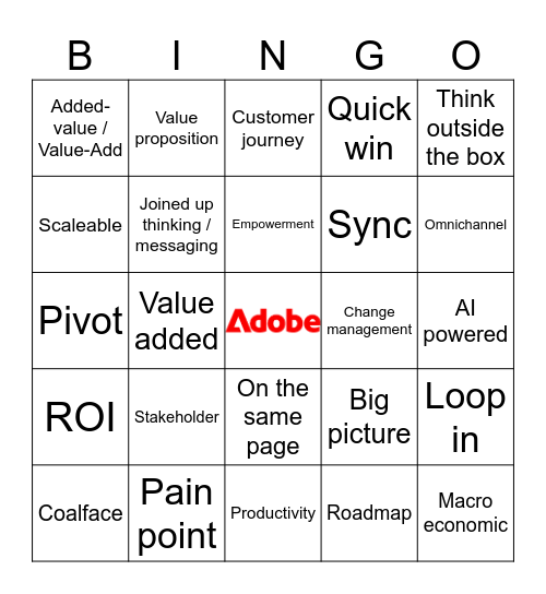 Corporate Jargon Bingo Card