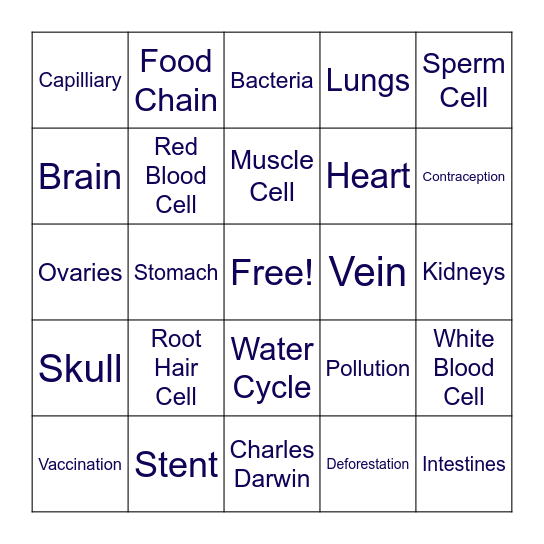 Biology Bingo Card