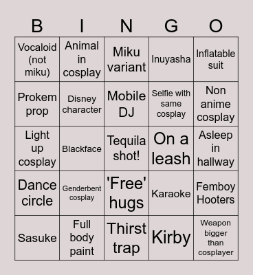Colossalcon East Bingo Card