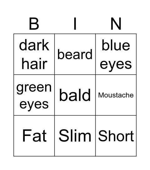 Word Bingo Card