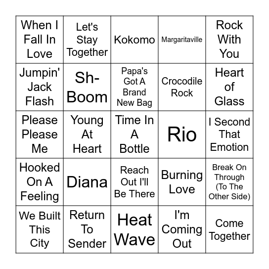 Music Bingo Card