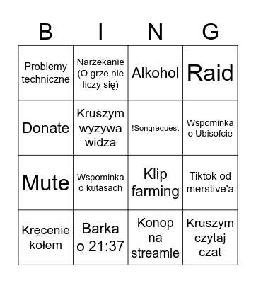 Kruszymowe Bingo Card