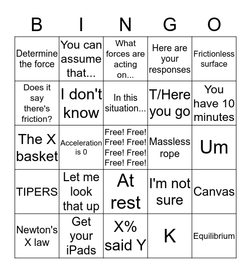 Comments, Questions, Concerns? Bingo Card