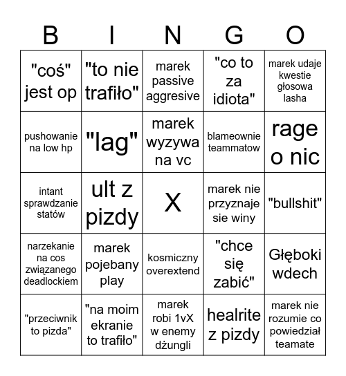 Deadlock z markiem Bingo Card