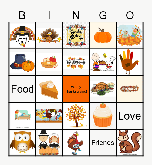 Thanksgiving Bingo Card