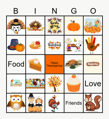 Thanksgiving Bingo Card