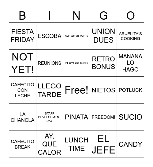 ERNESTINA'S RETIREMENT Bingo Card