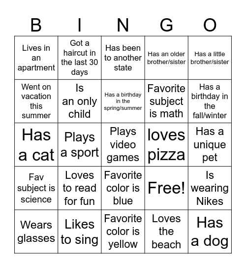 Ice-Ice Breaker! Bingo Card