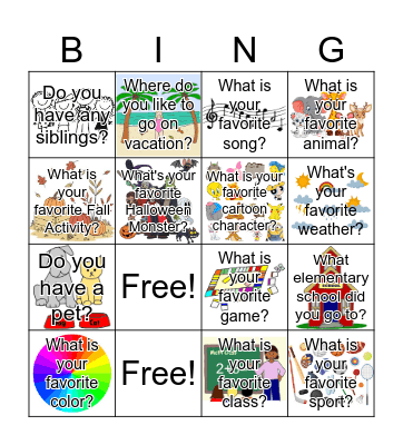get to know you bingo Card