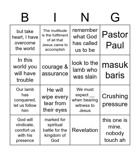 cell 4 sep Bingo Card