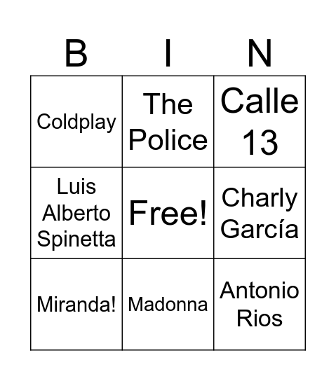 Untitled Bingo Card