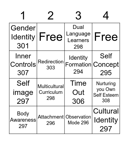 Social Environment Bingo Card