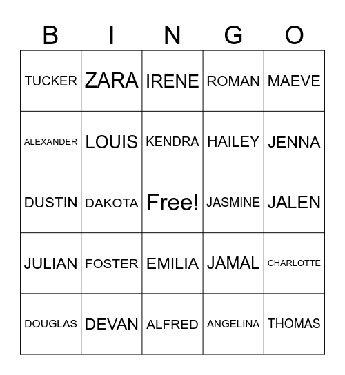 Fingerspelling Bingo Card