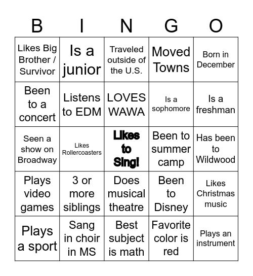 Mr. Noa Bingo Card