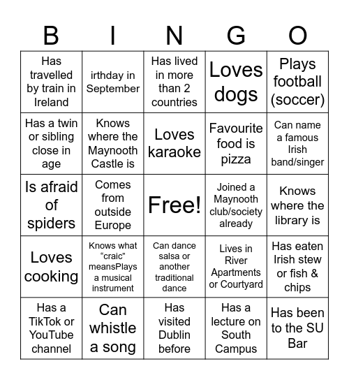 Maynooth's ESN Bingo Card