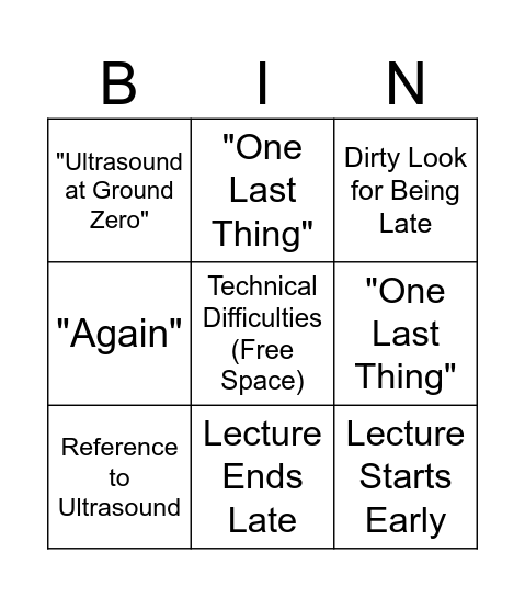 Didactics Bingo Card