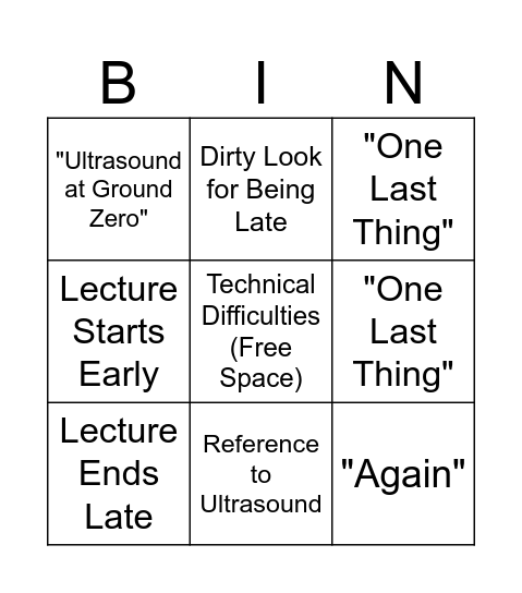 Didactics Bingo Card