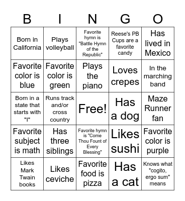 Seminary on the Stage Bingo Card