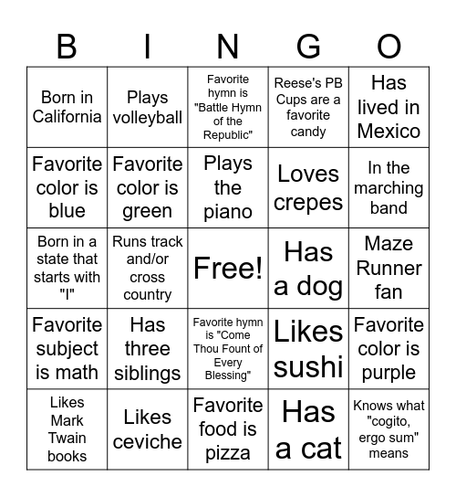 Seminary on the Stage Bingo Card
