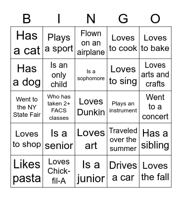 Find Someone Who Bingo Card