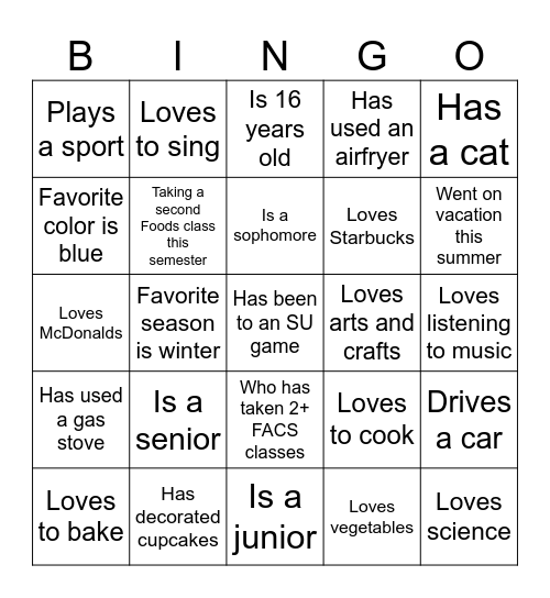Find Someone Who Bingo Card